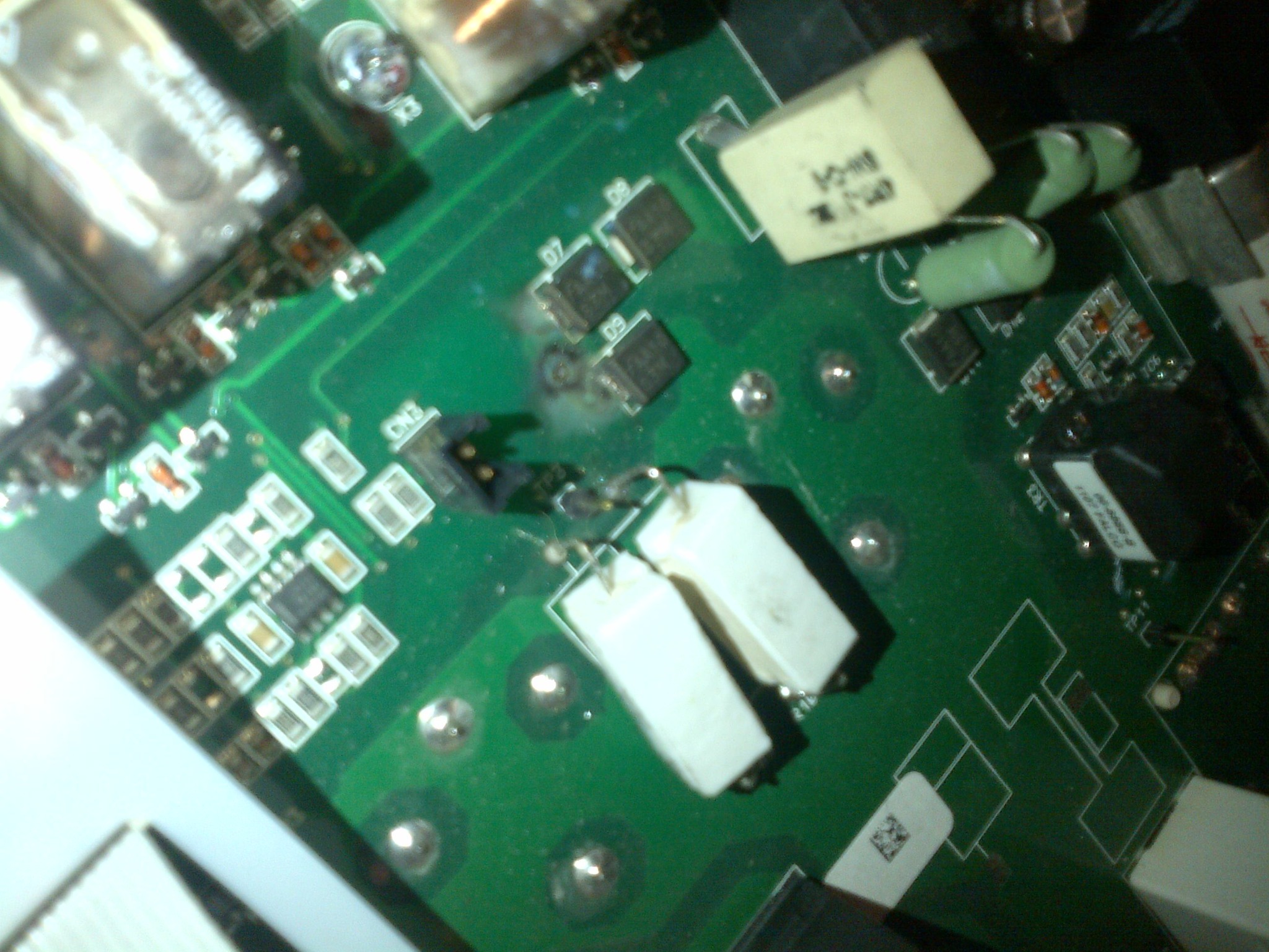 Close-up of a UPS circuit board with electronic components